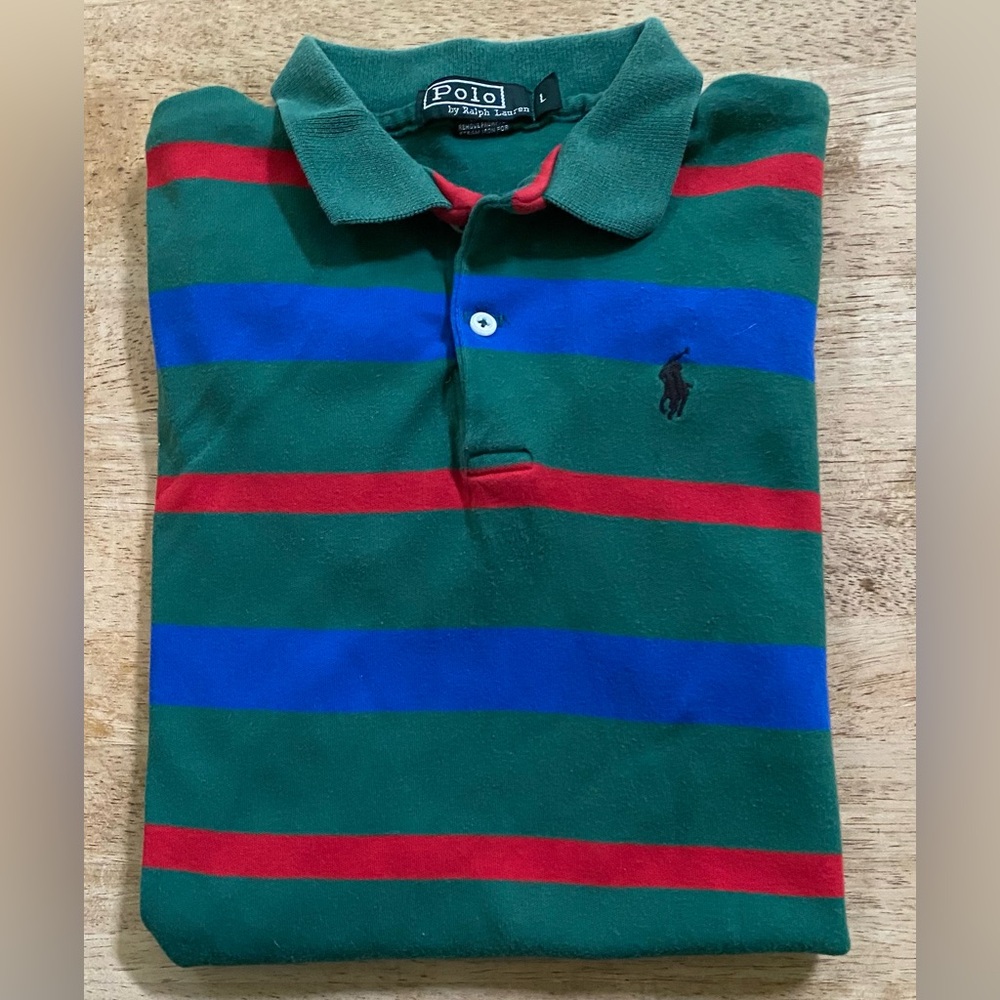 Vintage Polo Ralph Lauren Boy’sSz‎ L Multi Stripe Cotton Jersey Polo Shirt